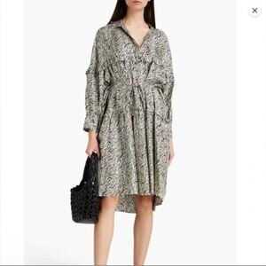 NWT Sandro Salome belted print silk-twill dress